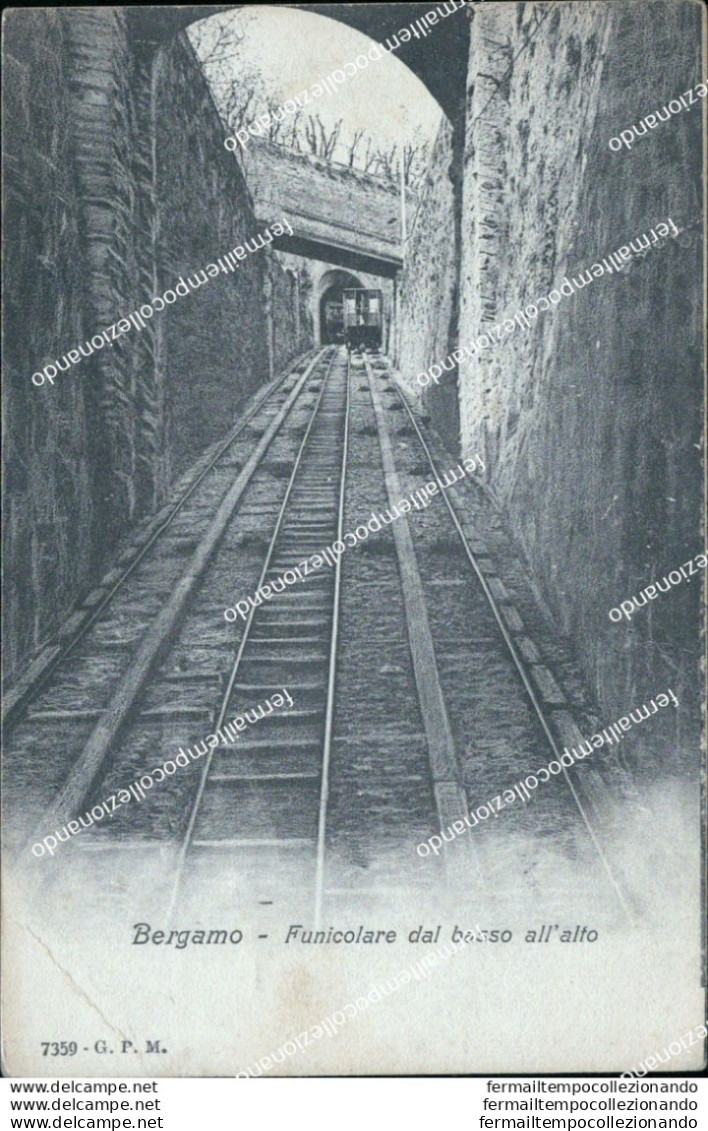 Bs479 Cartolina Bergamo Citta' Funicolare Dal Basso  Lombardia - Bergamo