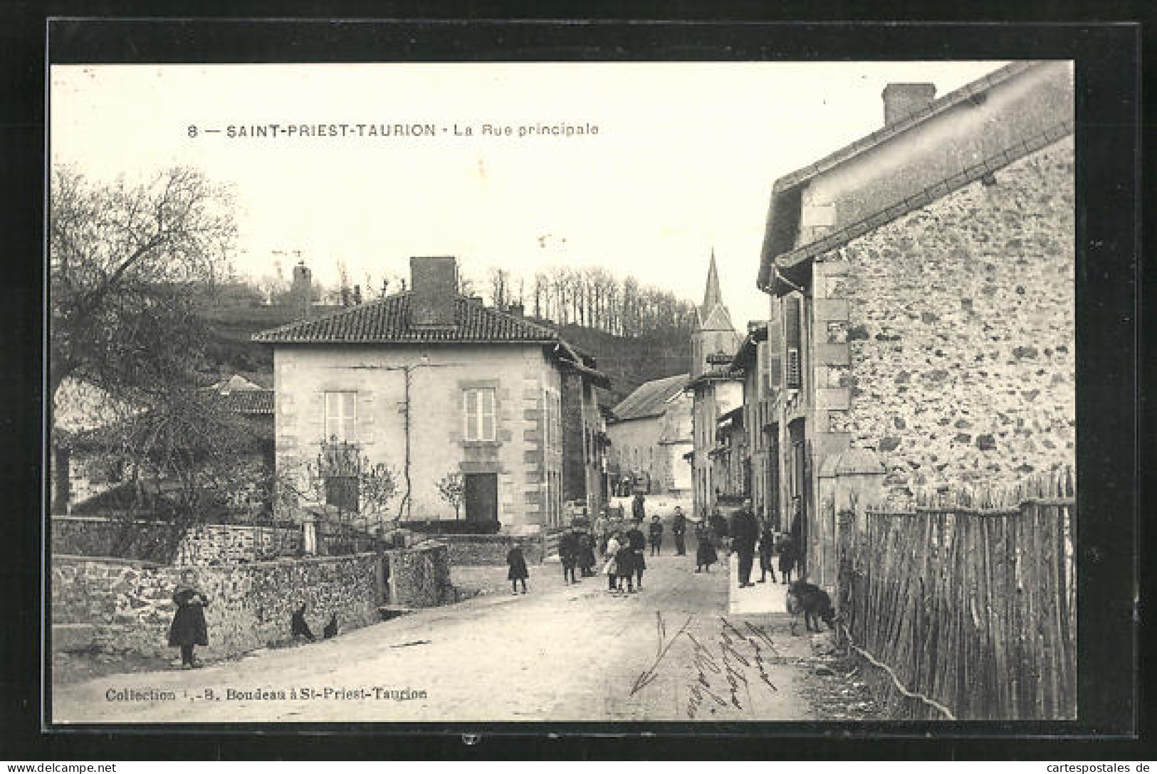 CPA Saint-Priest-Taurion, La Rue Principale, Hauptstrasse Avec Vue Sur L'Église  - Saint Priest Taurion