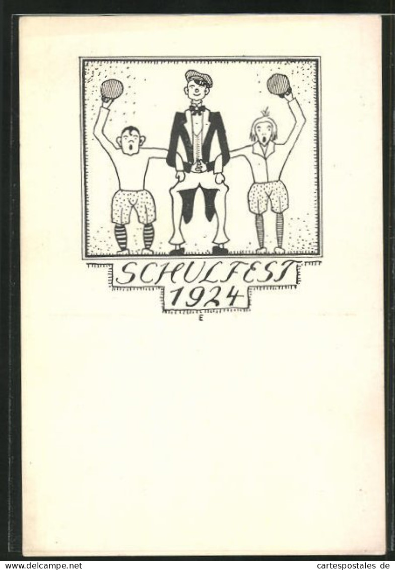 AK Schulfest 1924, Kinder  - Oblitérés