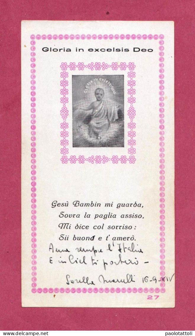 Holy Card, Santino- Gloria In Excelsis Deo. Corredino Spirituale Per Gesù Bambino- Con Permissione Ecclesiastica - Devotion Images