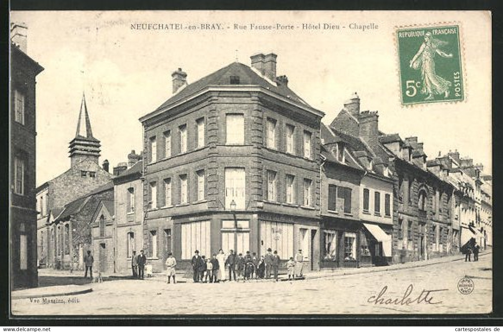 CPA Neufchatel-en-Bray, Rue Fausse-Porte - Hôtel Dieu - Chapelle  - Sonstige & Ohne Zuordnung