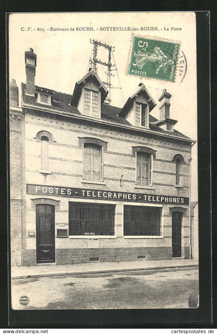 CPA Sotteville-les-Rouen, La Poste,  Vue De Postamt  - Sotteville Les Rouen