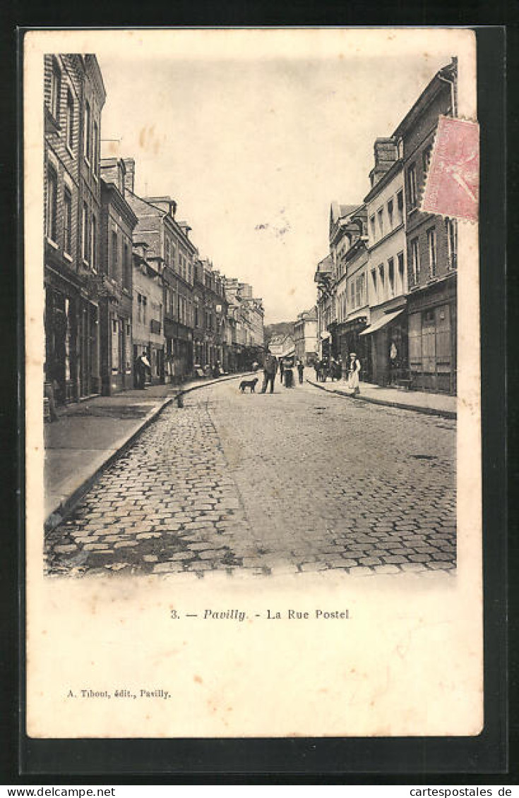 CPA Pavilly, La Rue Postel, Vue De La Rue  - Pavilly