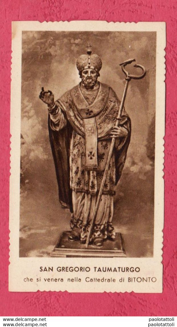 Santini, Holy Cards- San Gregorio Taumaturgo, Che Si Venera Nella Cattedrale Di Bitonto Con Approvazione Ecclesiastica- - Devotion Images