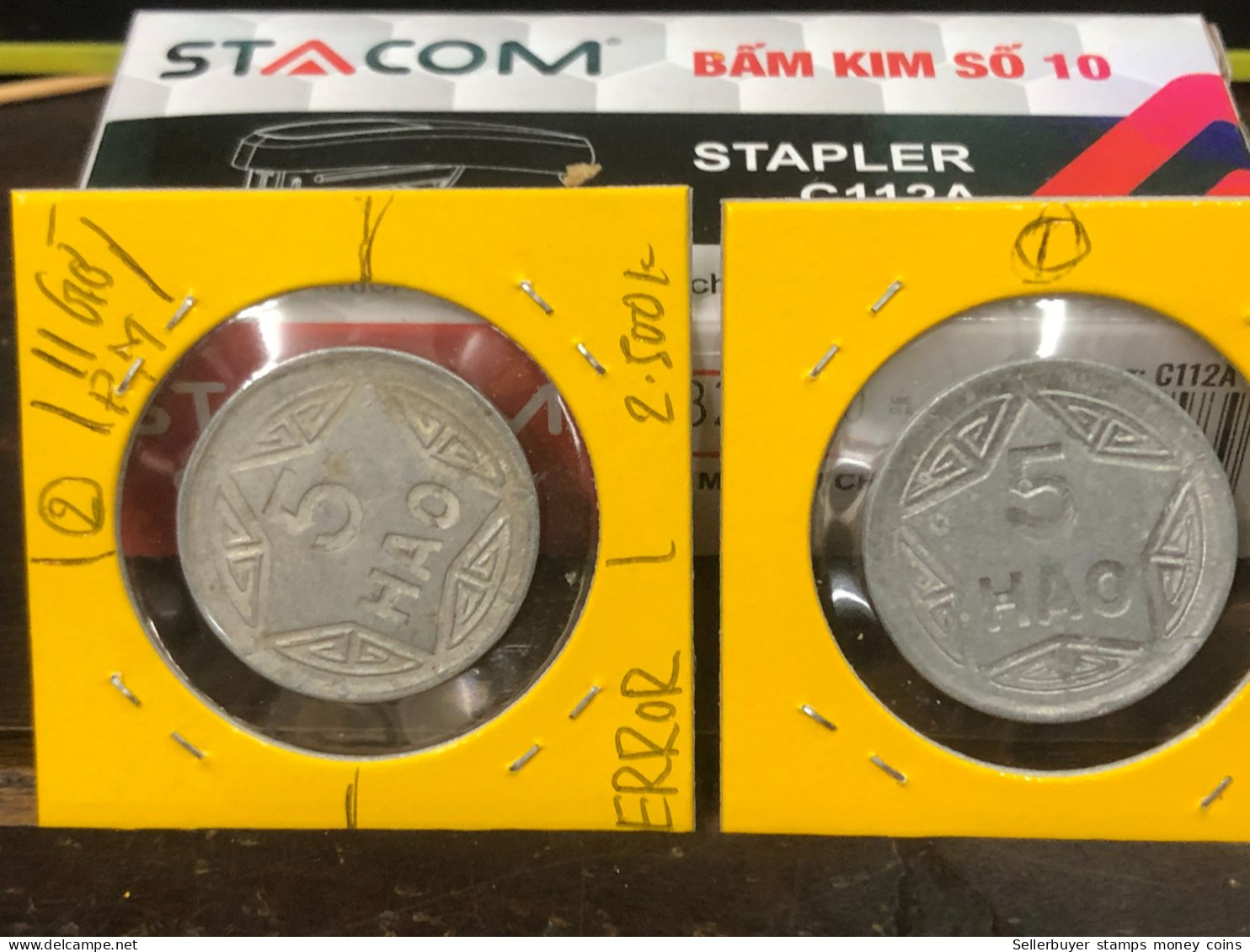 VIET-NAM DAN-CHU CONG-HOA-aluminium-KM#2.1 1946 5 Hao(coins Error Backside Printing 11 Pm)-1 Pcs- Xf No 2 - Vietnam