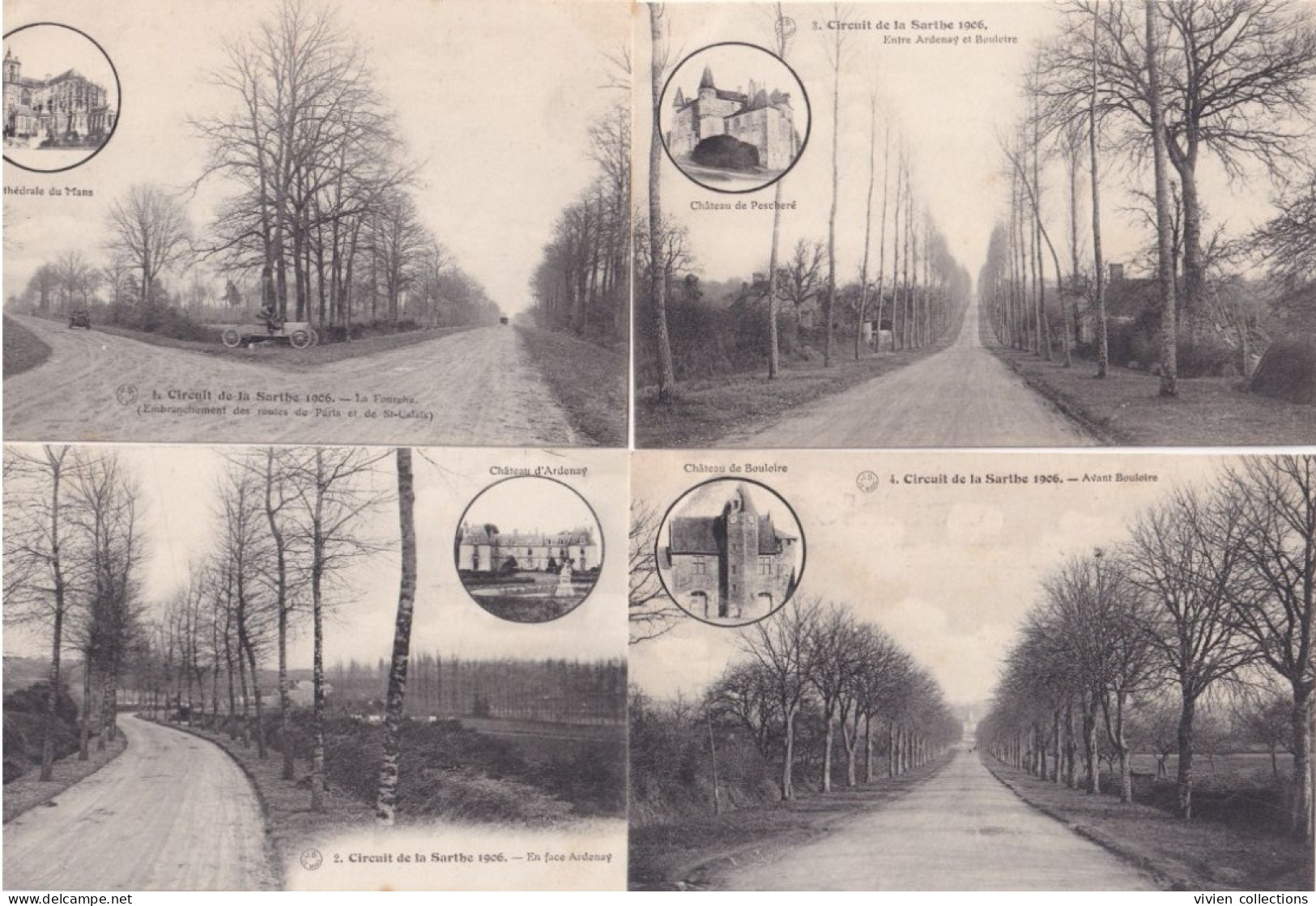 Série Complète Des 26 Cartes édit. J. B. Course Automobile Circuit De La Sarthe 1906 Le Mans St Calais La Ferté Bernard - Sonstige & Ohne Zuordnung