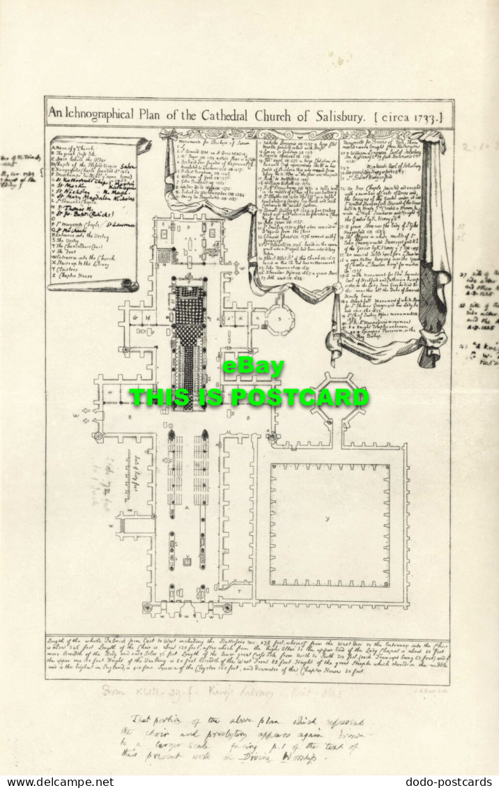 R603753 An Ichnographical Plan Of The Cathedral Church Of Salisbury. Circa 1733 - Wereld