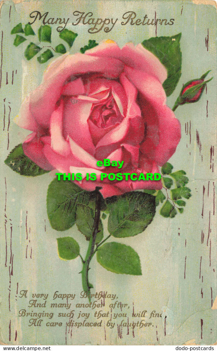 R603360 Many Happy Returns. Rose. Postcard. 1927 - Wereld