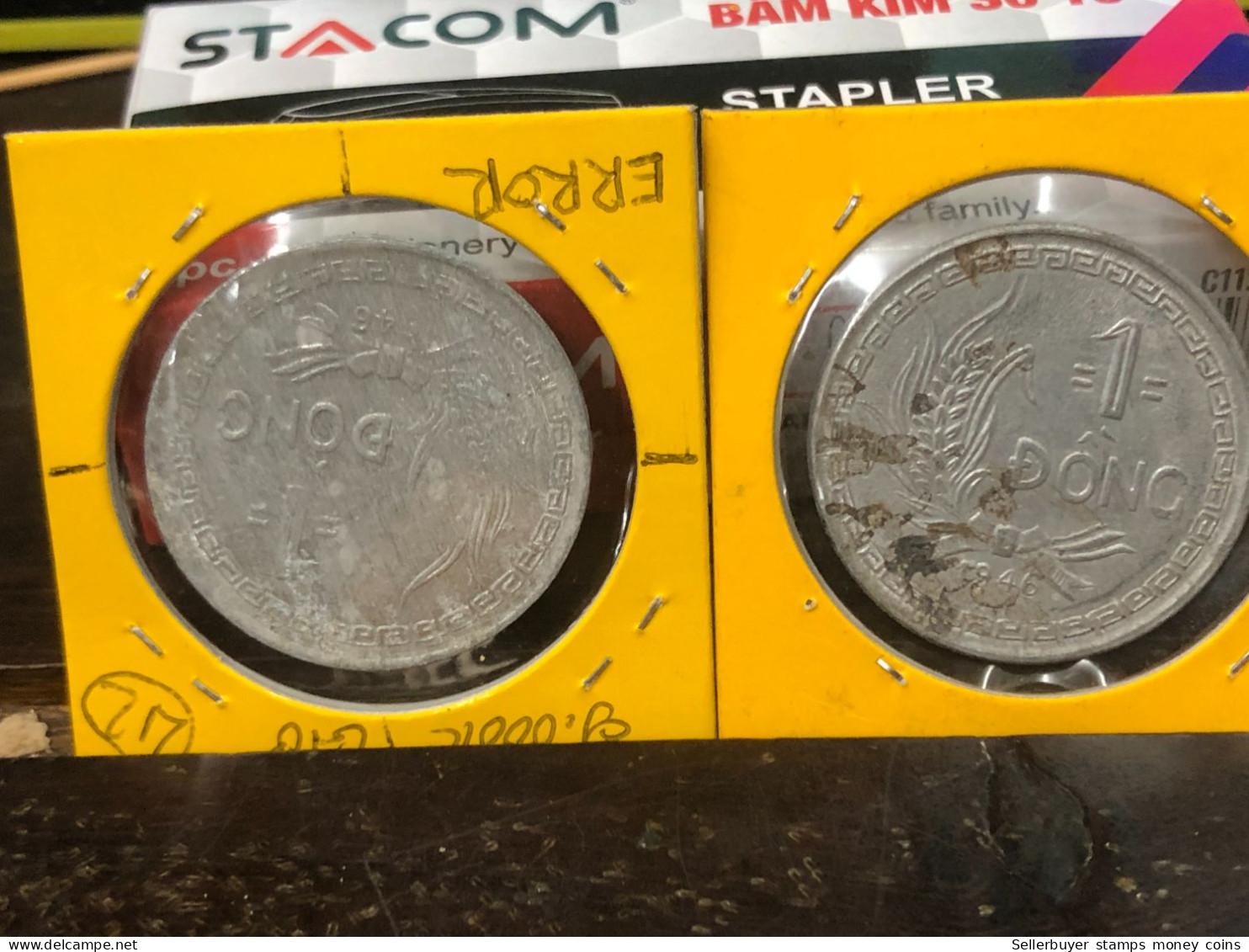VIET-NAM DAN-CHU CONG-HOA-aluminium-KM#3 1946 1 Dong-(coins Error Print Post Font Backside)42 No -1 Pcs- Xf - Viêt-Nam