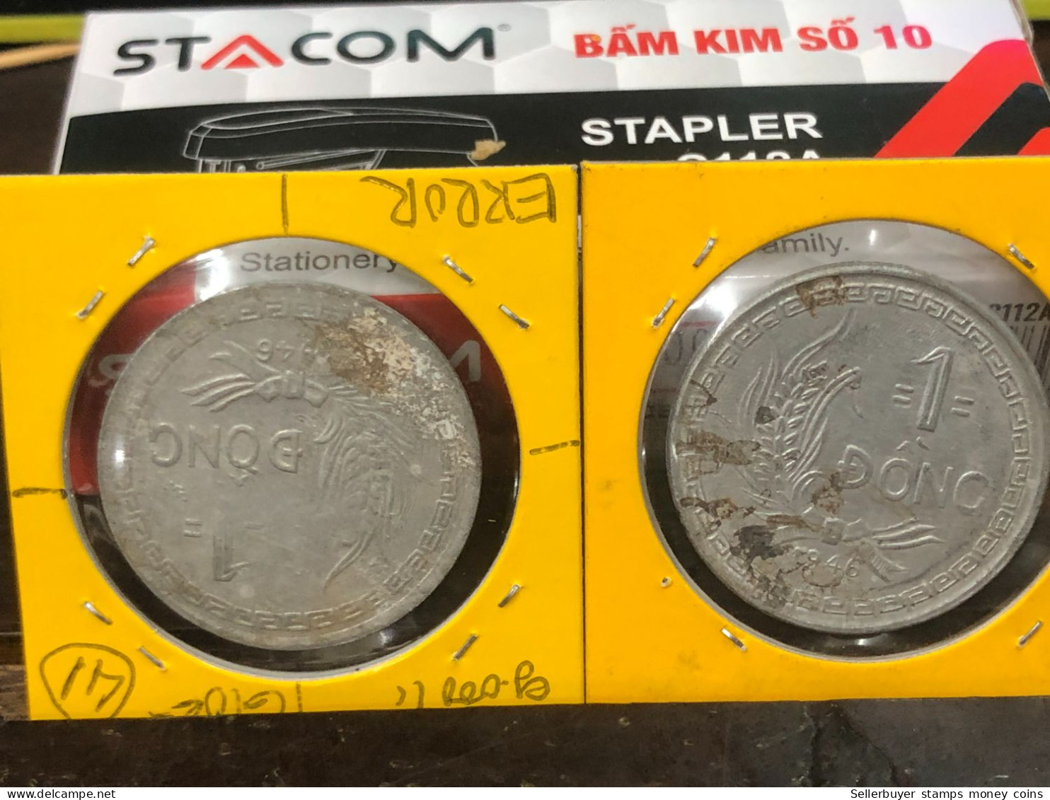 VIET-NAM DAN-CHU CONG-HOA-aluminium-KM#3 1946 1 Dong-(coins Error Print Post Font Backside)41 No -1 Pcs- Xf - Vietnam