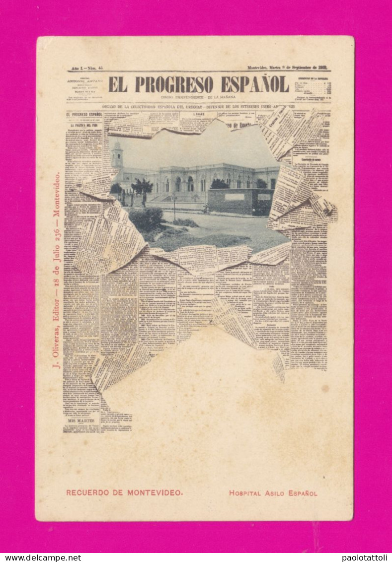 Recuerdo De Montevideo. Hospital Asilo Espanol. Newspaper, Giornale, Diario El Progreso Espanol- - Uruguay