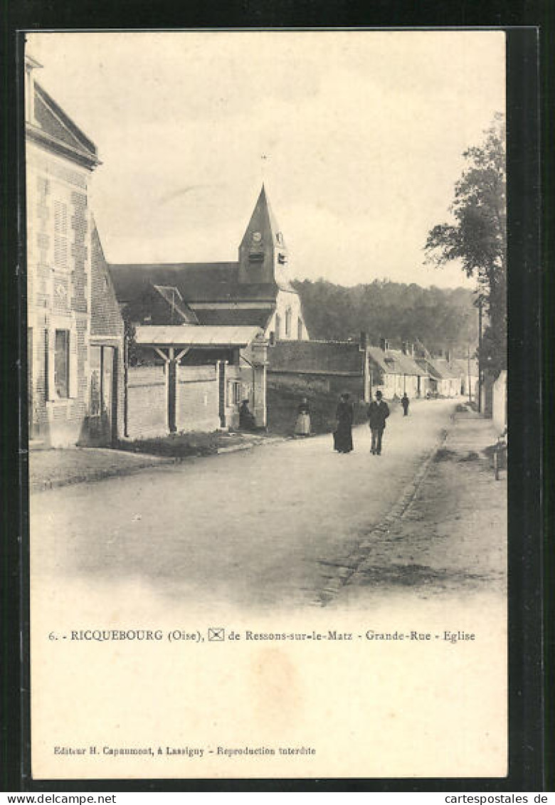 CPA Ricquebourg, De Ressons Sur Le Matz Grande Rue Eglise  - Ressons Sur Matz