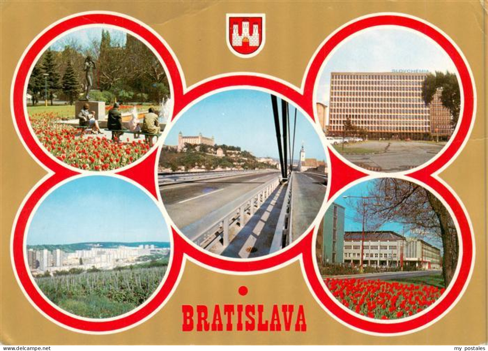 73943028 Bratislava_Pressburg_Pozsony_SK Park Denkmal Donaubruecke Hotel Panoram - Slowakije