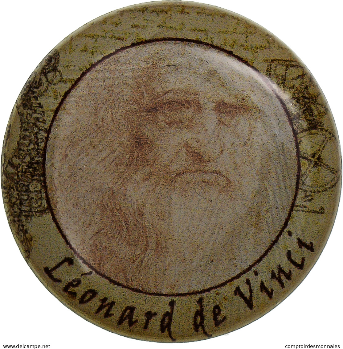 Italie, Jeton, Léonard De Vinci - Portrait, Nickel, TTB - Other & Unclassified