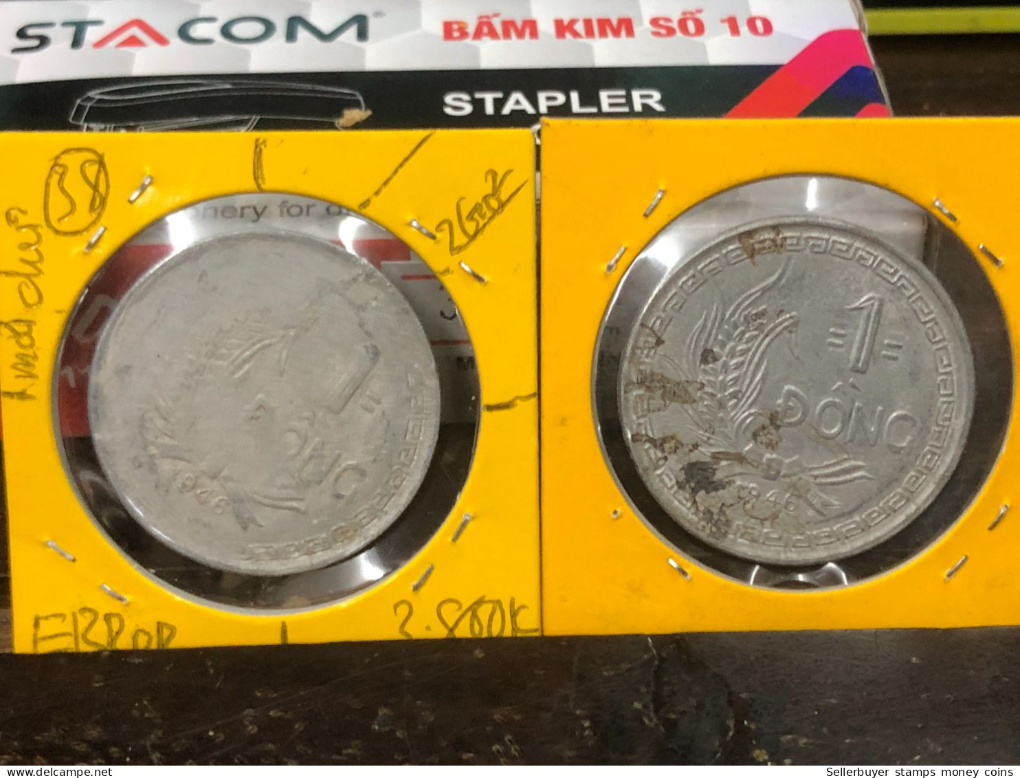 VIET-NAM DAN-CHU CONG-HOA-aluminium-KM#3 1946 1 Dong-(coins Error Print Post Font Backside And 2 Pm)38 No -1 Pcs- Xf - Viêt-Nam