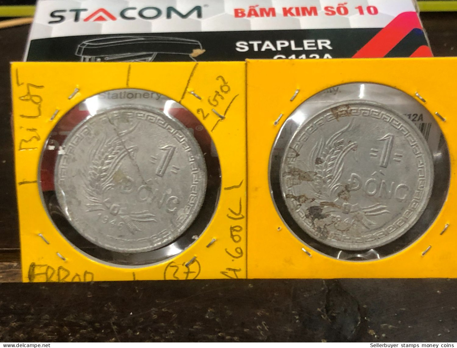VIET-NAM DAN-CHU CONG-HOA-aluminium-KM#3 1946 1 Dong-(coins Error Print Post Font Backside And 2 Pm)35 No -1 Pcs- Xf - Viêt-Nam