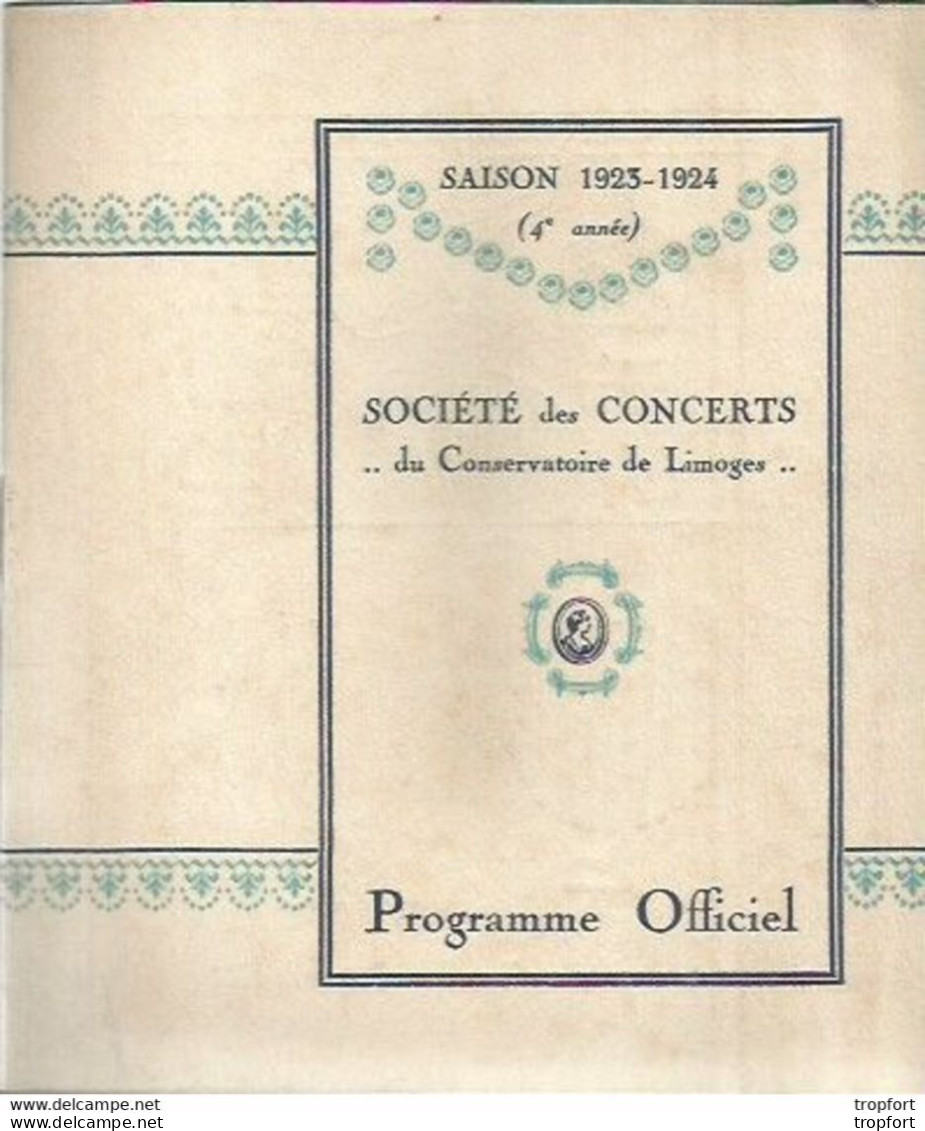 CD / PROGRAMME 1923 LIMOGES Musique CONCERT FILLET HEKKING GARES Rare PUB PANHARD - Programmes