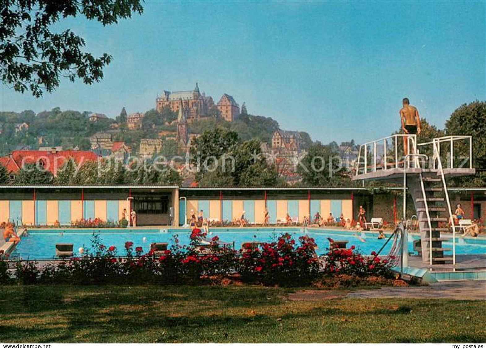 73863019 Marburg Lahn Freibad Mit Blick Zum Schloss Marburg Lahn - Marburg