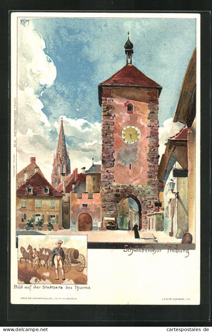 Künstler-AK Heinrich Kley: Freiburg, Ansicht Vom Schwabenthor  - Kley