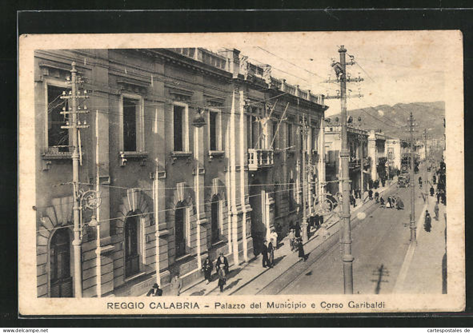 Cartolina Reggio Calabria, Palazzo Del Municipio E Corso Garibaldi  - Reggio Calabria