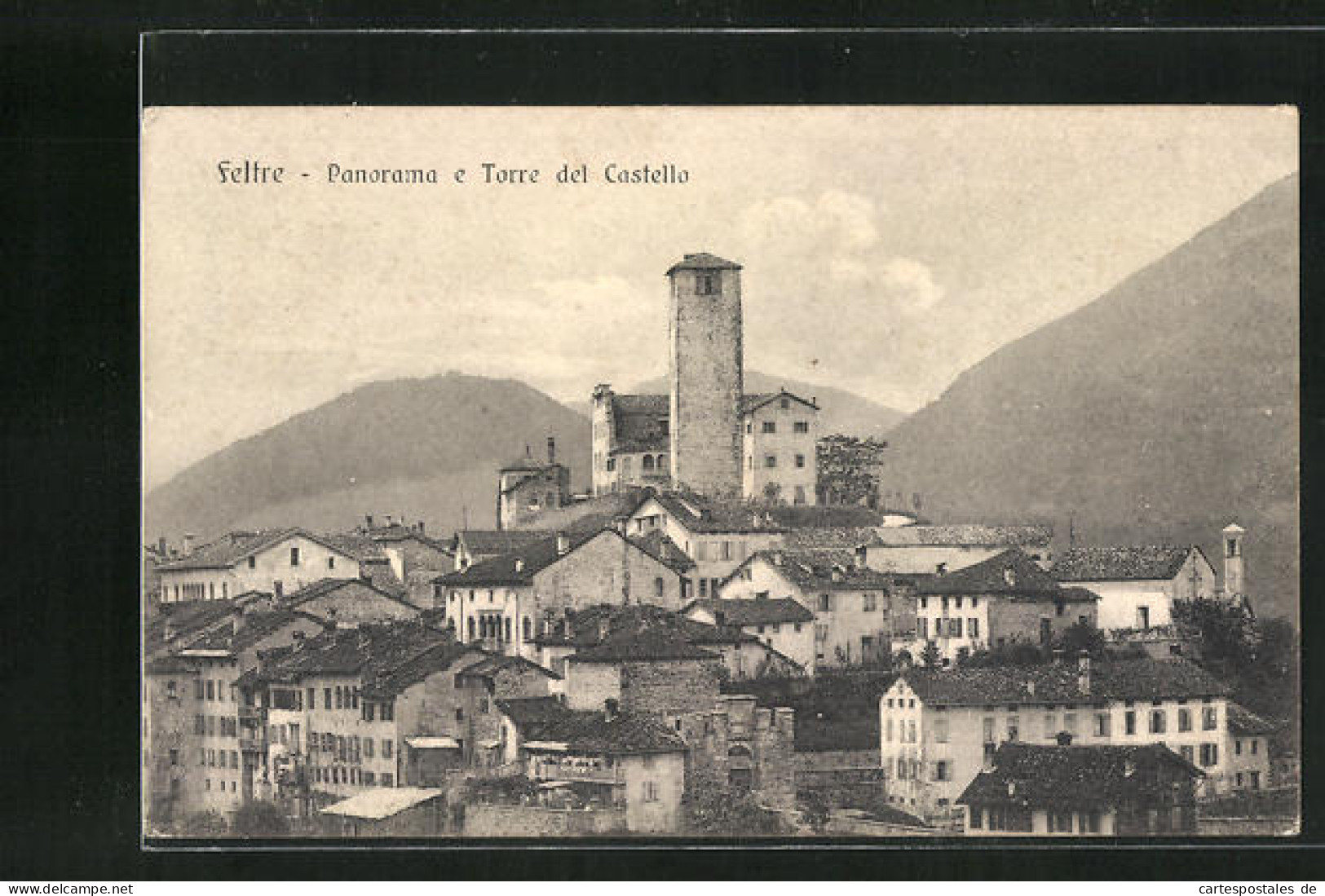Cartolina Feltre, Panorama E Torre Del Castello  - Other & Unclassified