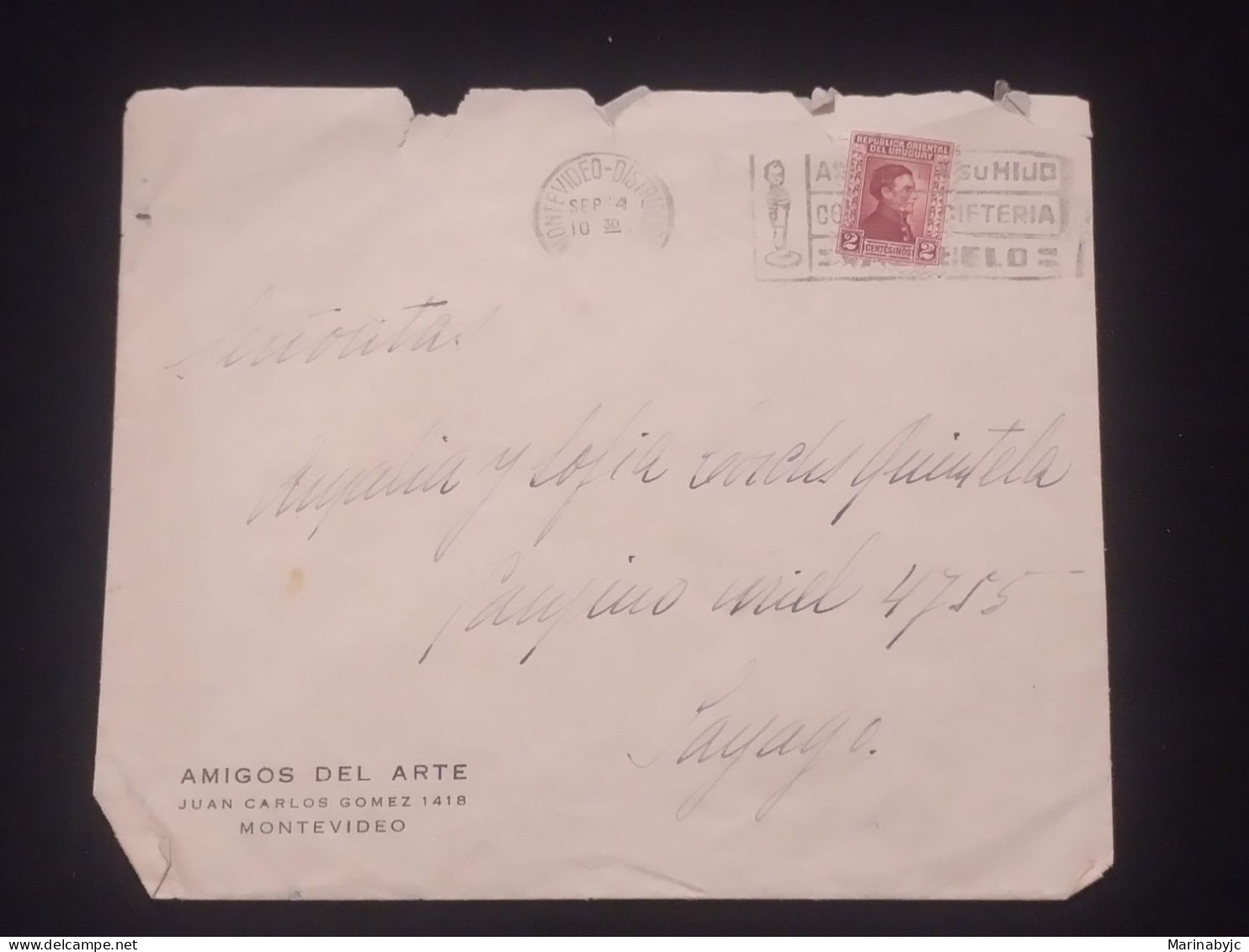 C) 1943. URUGUAY, INTERNAL MAIL, GENERAL JOSE ARTIGAS STAMP. - Uruguay