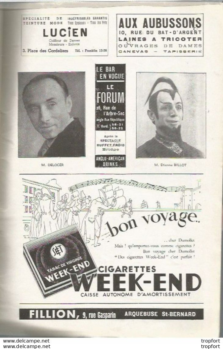 B1 / Old Theater Program // PROGRAMME Théâtre Opéra LA CHAUVE SOURIS LYON 1934 Pub Panhard Levassor - Programs