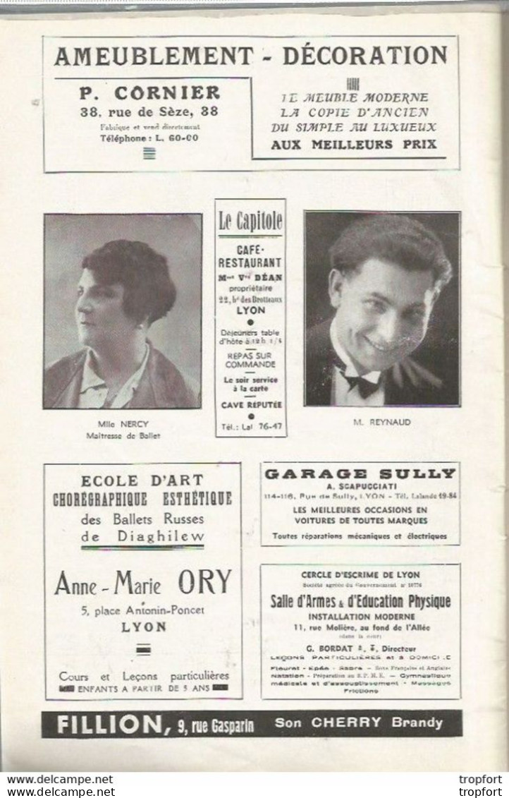 B1 / Old theater program // PROGRAMME Théâtre opéra LA CHAUVE SOURIS LYON 1934 pub Panhard Levassor