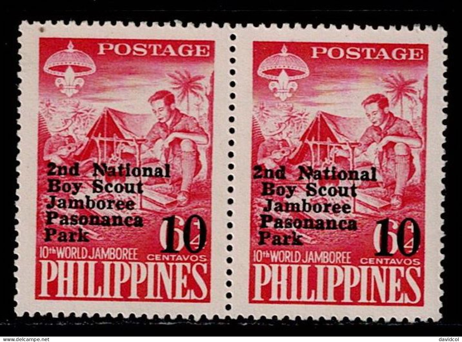 FIL-13- PHILIPPINES - 1961 - MNH -SCOUTS- ERROR - 2ND NATIONAL BOY SCOUT JAMBOREE OVPTD - Philippinen