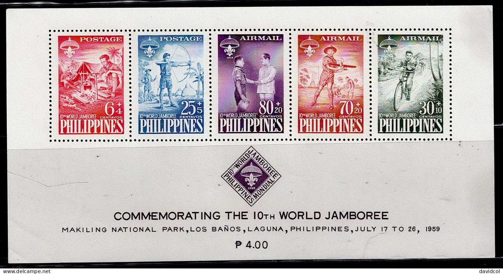 FIL-14- PHILIPPINES - 1959 - MNH -SCOUTS- 10TH WORLD JAMBOREE - S/S AIR +SEMIPOSTAL - Philippines