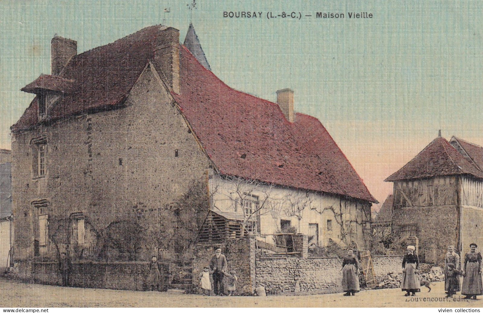 Boursay (41 Loir Et Cher) Maison Vielle - édit. Louvencourt Carte Toilée Colorisée - Sonstige & Ohne Zuordnung
