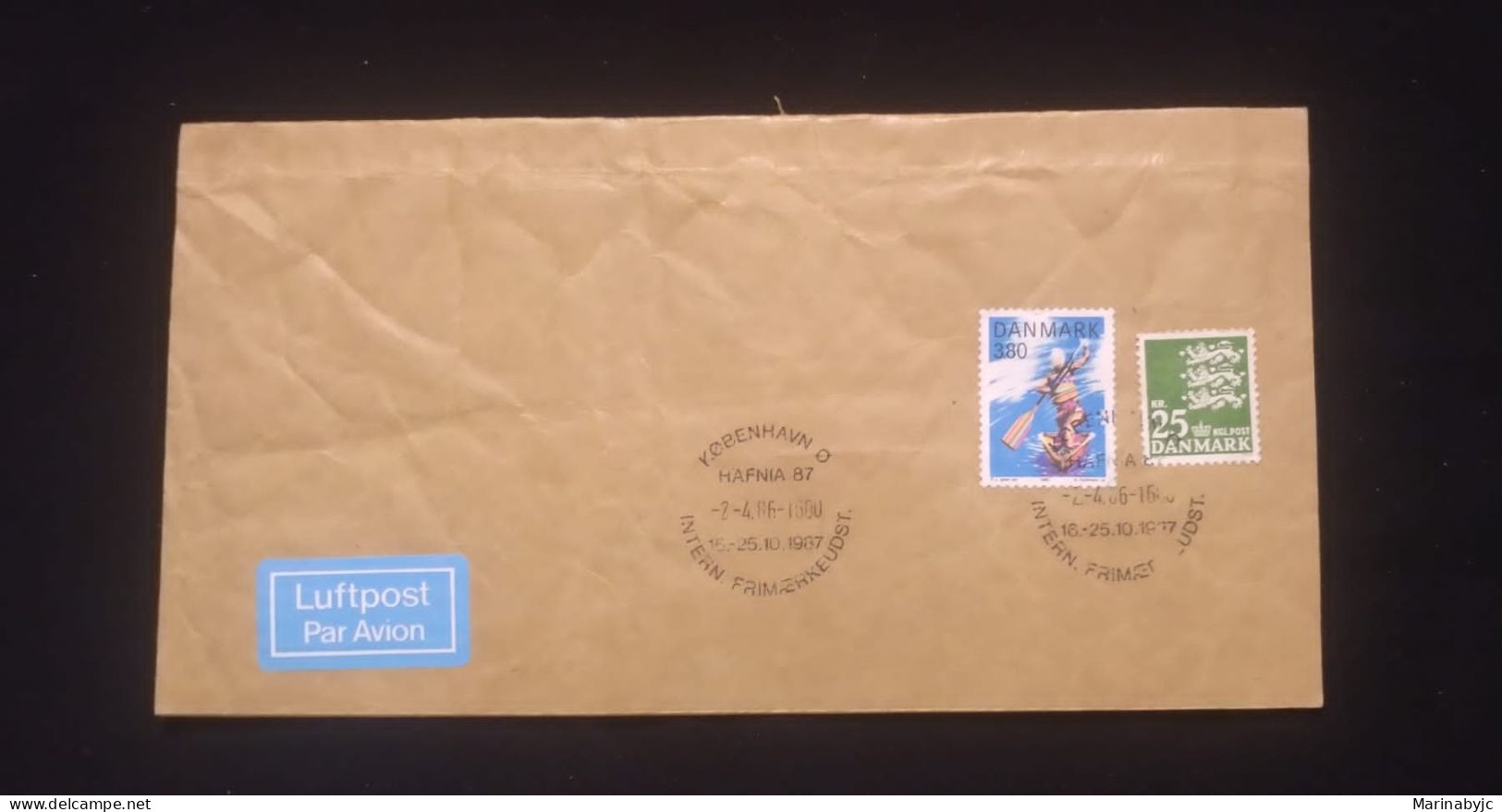 C) 1987, DENMARK, INTERNAL AIR MAIL ENVELOPE WITH DOUBLE STAMP, XF - Danemark