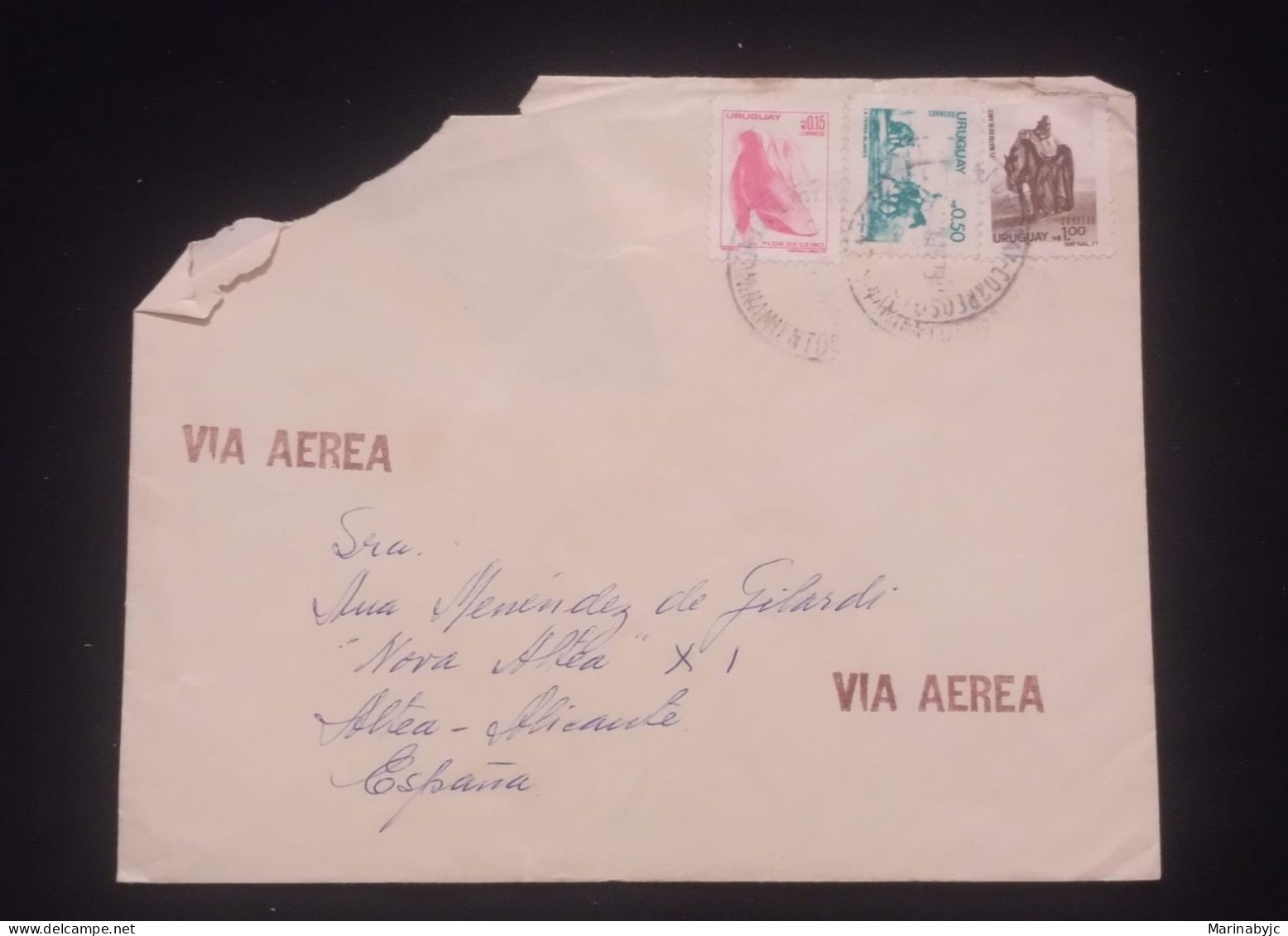 C) 1978, URUGUAY AIR MAIL, SENT TO SPAIN, MULTIPLE STAMPS. - Uruguay