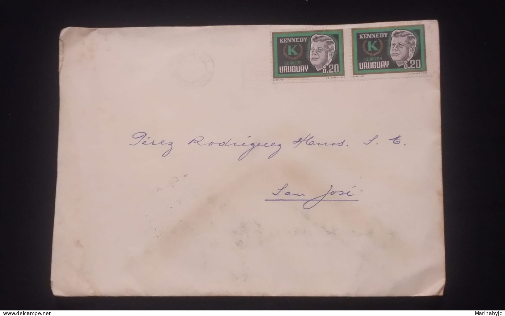 C) 1965, URUGUAY, INTERNAL MAIL, DOUBLE STAMP IN TRIBUTE TO KENNEDY. - Uruguay