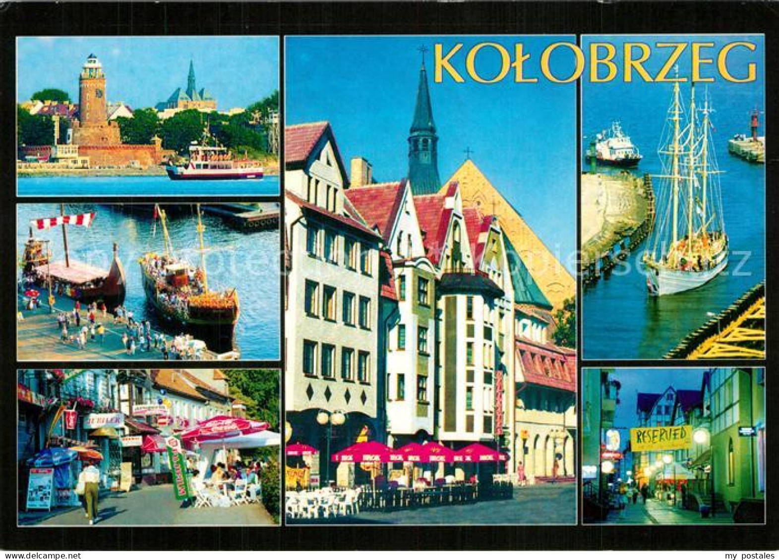 73597745 Kolobrzeg Polen Leuchtturm Hafen Motiv In Innenstadt StrassenCafes Kolo - Pologne