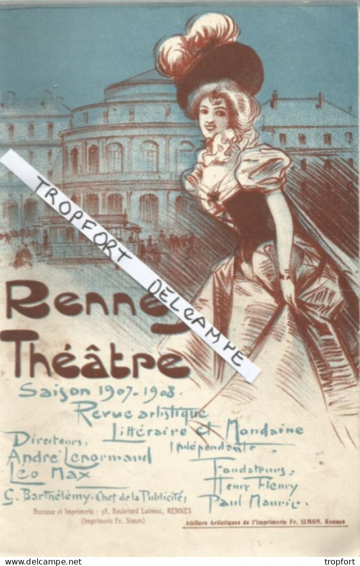 PG / Vintage // PROGRAMME THEATRE RENNES 1907  Vivacités Du Capitaine TIC  Langlais Tel Qu'on Le Parle - Programmes
