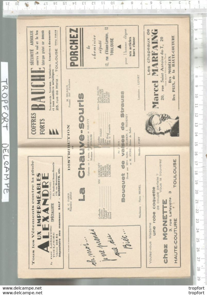 PG / Vintage // PROGRAMME THEATRE CAPITOLE TOULOUSE  La Chauve Souris  Publicité RENAULT 1938 Voiture - Programma's