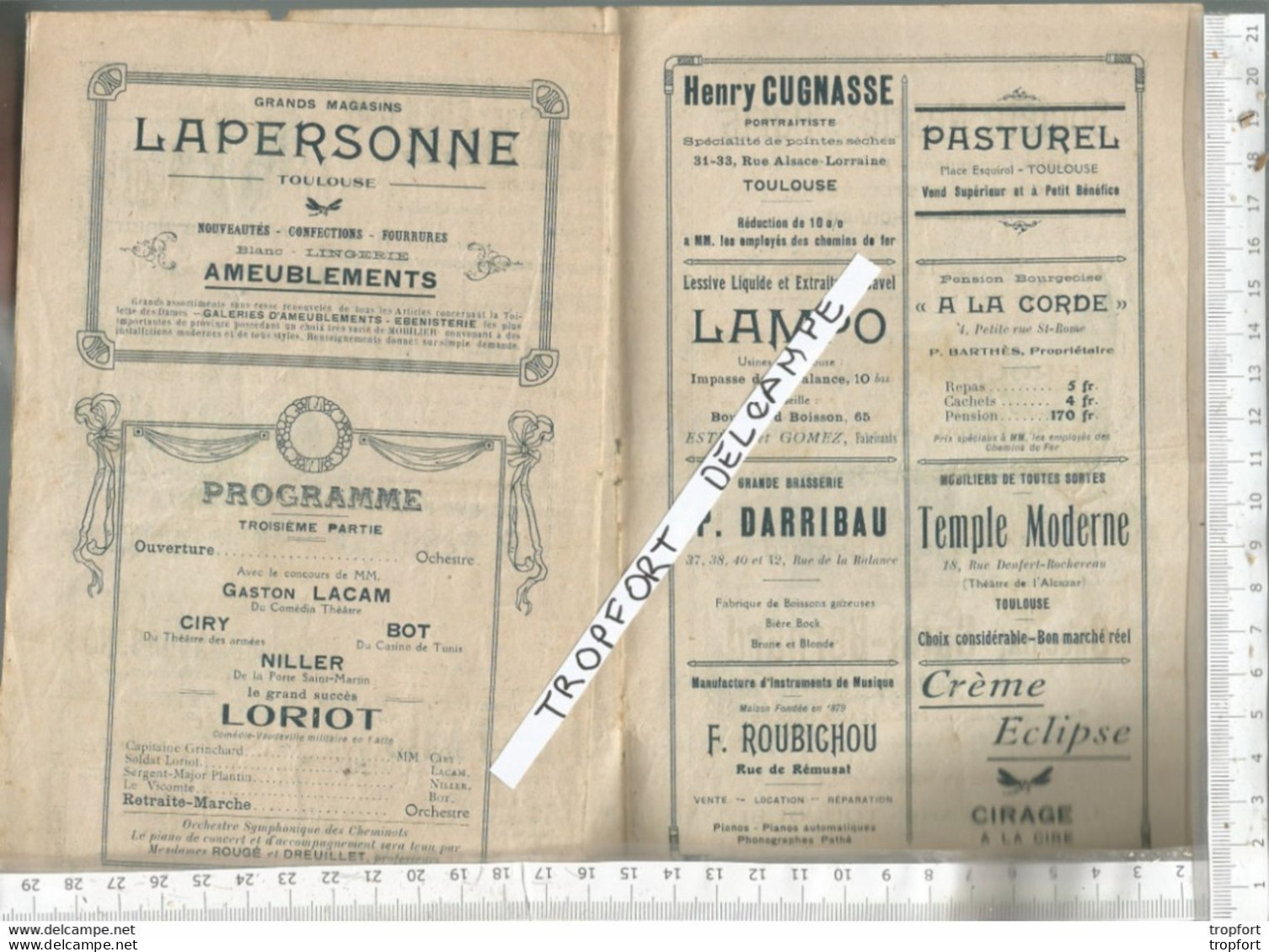 PG / Vintage // PROGRAMME Ancien  GALA ARTISTIQUE TOULOUSE  CHEMINOTS // Théâtre Music Hall - Programme