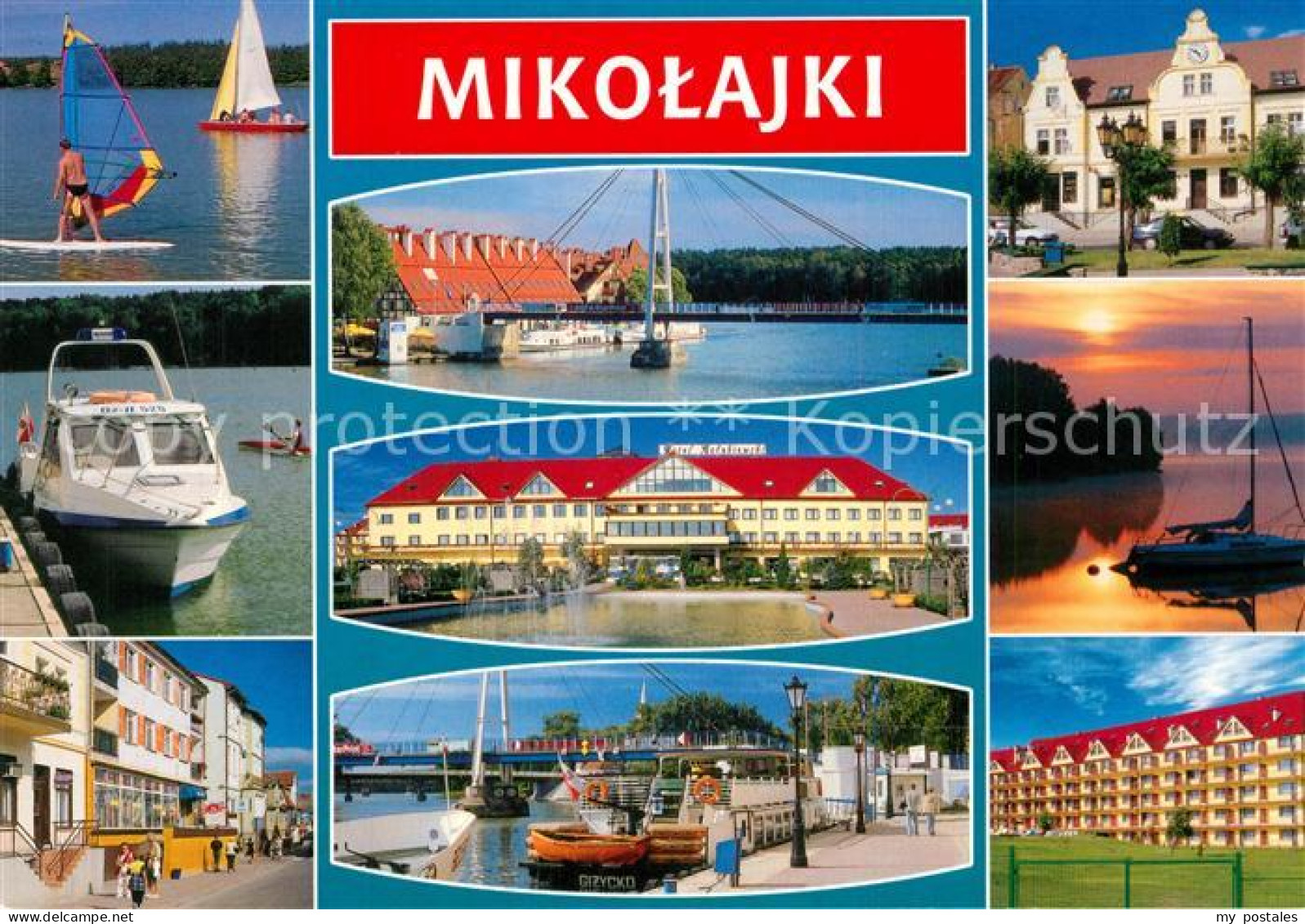 73597139 Mikolajki Ostpreussen Teilansichten Hotel Wasserspiele Hafen Fahrgastsc - Pologne
