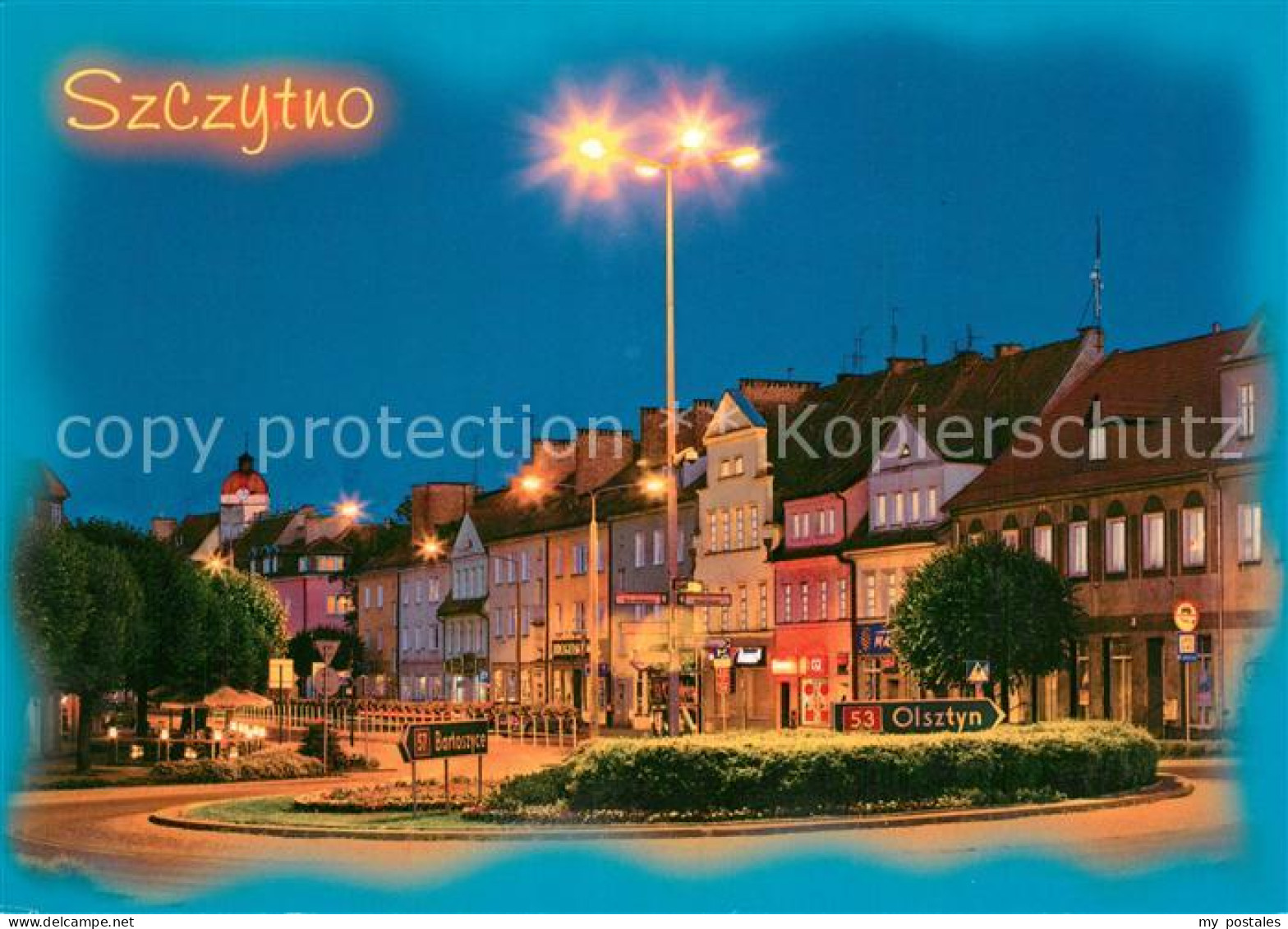 73597117 Szczytno Haeuserpartie In Der Innenstadt Nachtaufnahme Szczytno - Poland