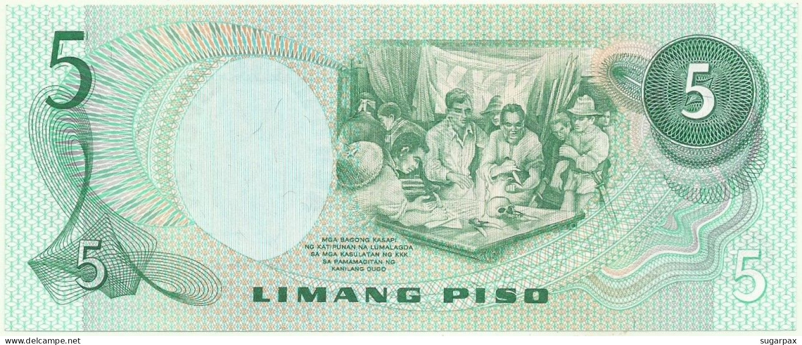 Philippines - 5 Piso - ND ( 1978 ) - Pick 160.d - Unc. - Sign. 10 - Red Serial # PF - ANG BAGONG LIPUNAN - Philippines