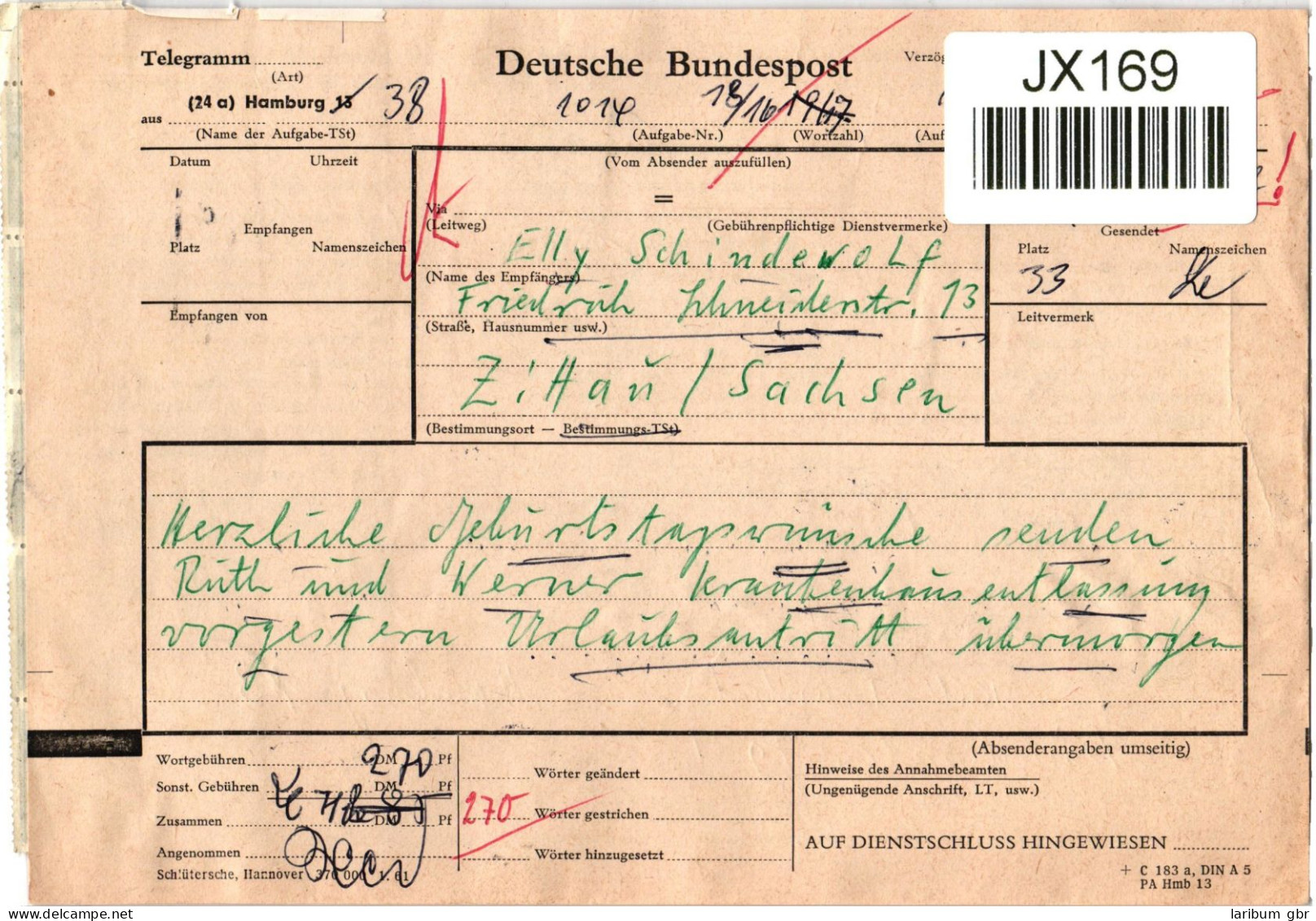 BRD Bund 182 Auf Brief Als Mischfrankatur Waagerechte Paare Auf Telegramm #JX169 - Other & Unclassified