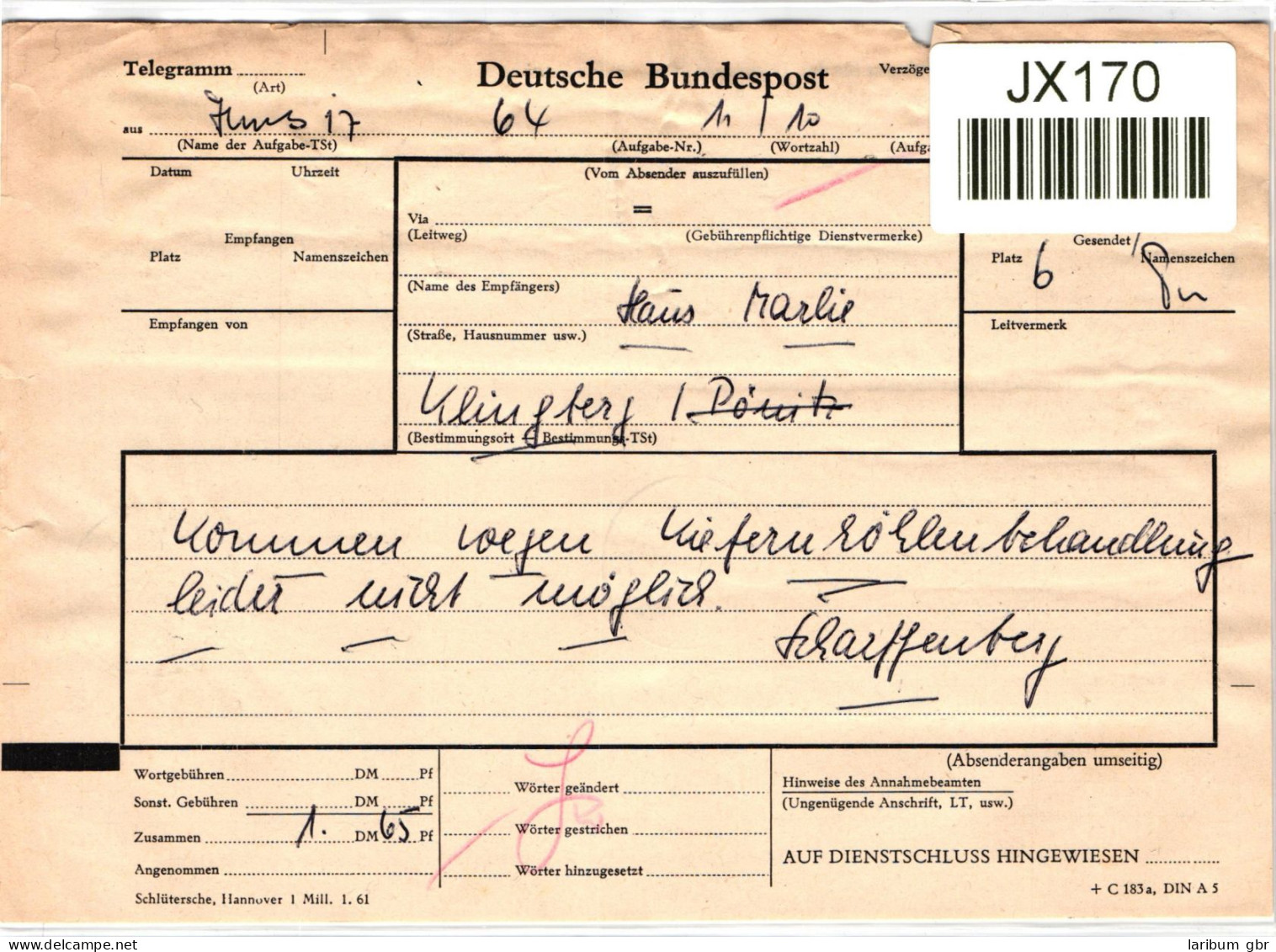 BRD Bund 182 Auf Brief Als Mischfrankatur Waagerechte Paare Auf Telegramm #JX170 - Altri & Non Classificati