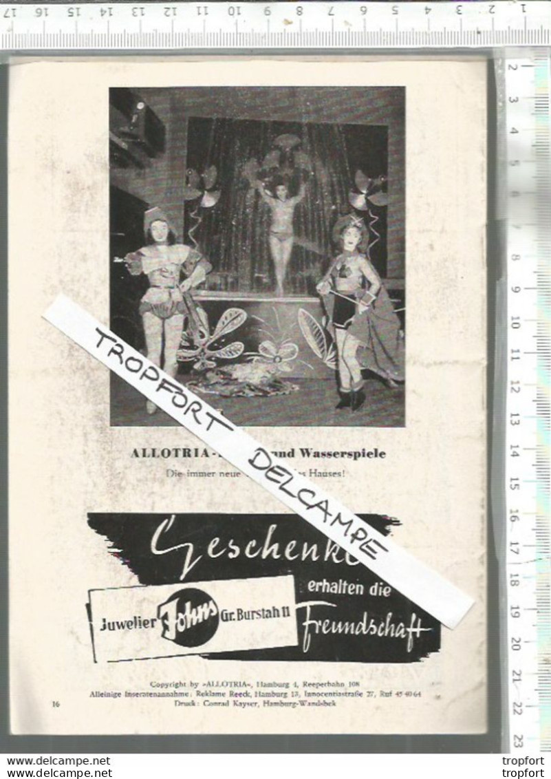 XC / Vintage // PROGRAMME ALLOTRIA CIRQUE 1957  HAMBURG Germany ALLEMAGNE Cleona FREED - Programs