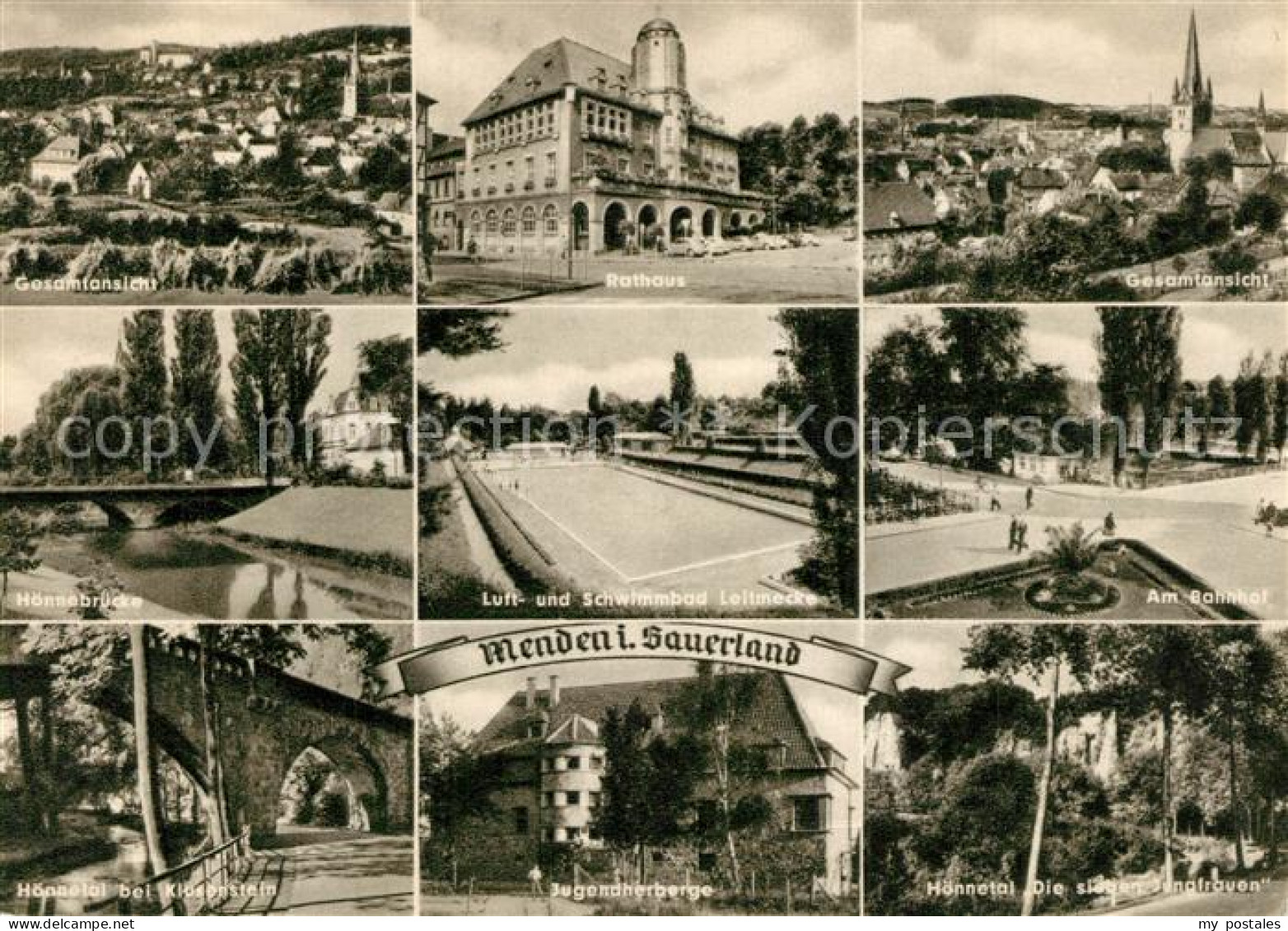 73596261 Menden Sauerland Teilansichten Rathaus Hoennebruecke Freibad Bahnhof Ju - Menden