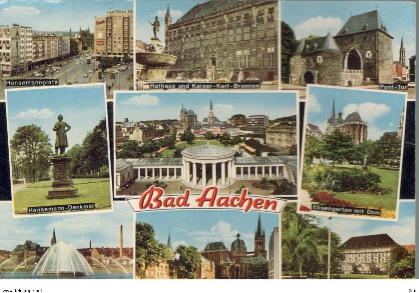 Germany Bad Aachen. Different Views.  Illustrated View Posted Postcard - Aachen