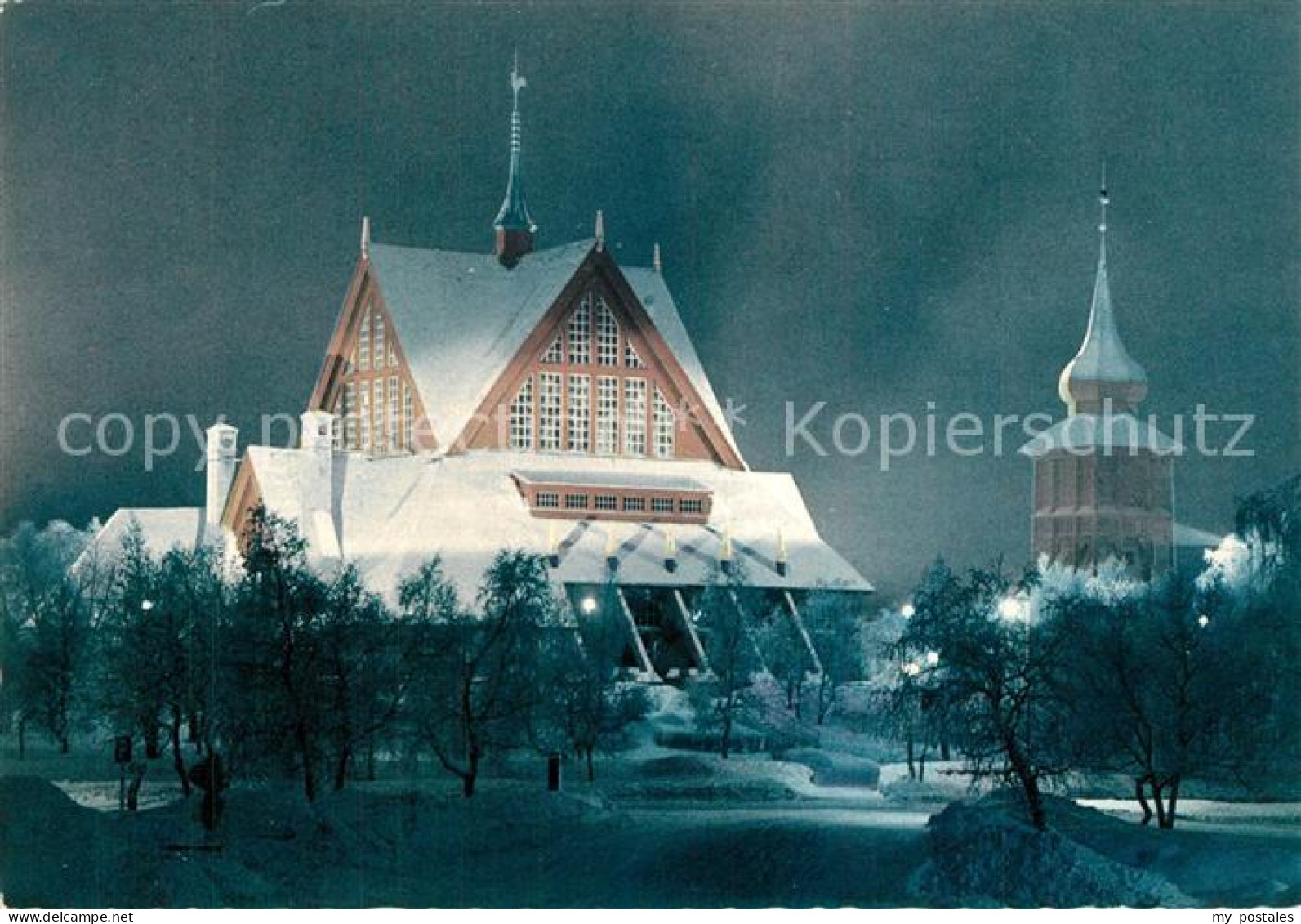 73595974 Kiruna Kyrkan Kirche Nachtaufnahme Im Winter Kiruna - Sweden
