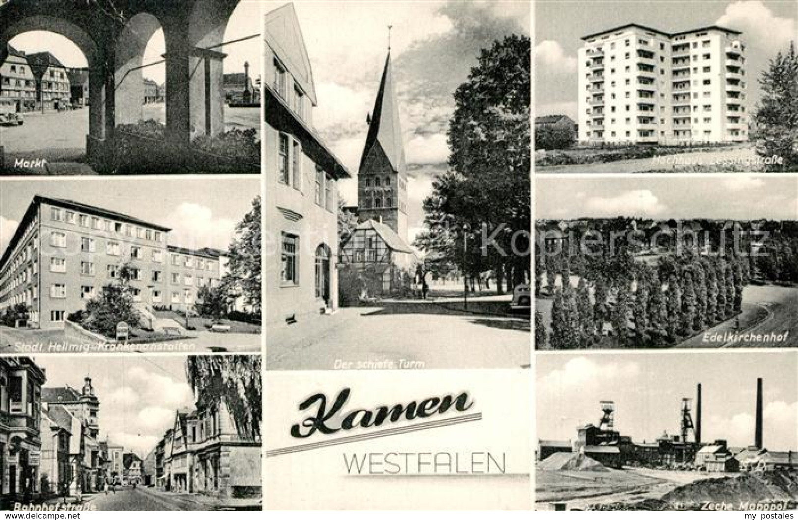 73595632 Kamen Westfalen Markt Krankenhaus Bahnhofstrasse Schiefer Turm Hochhaus - Kamen