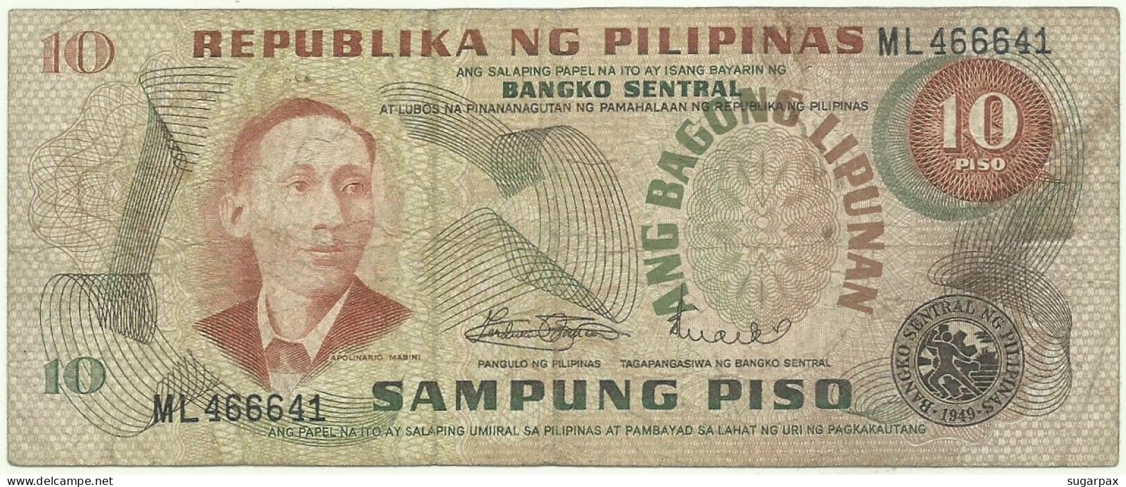 Philippines - 10 Piso - ND ( 1978 ) - Pick 161.a - Sign. 8 - Serie ML - ANG BAGONG LIPUNAN - Filippijnen