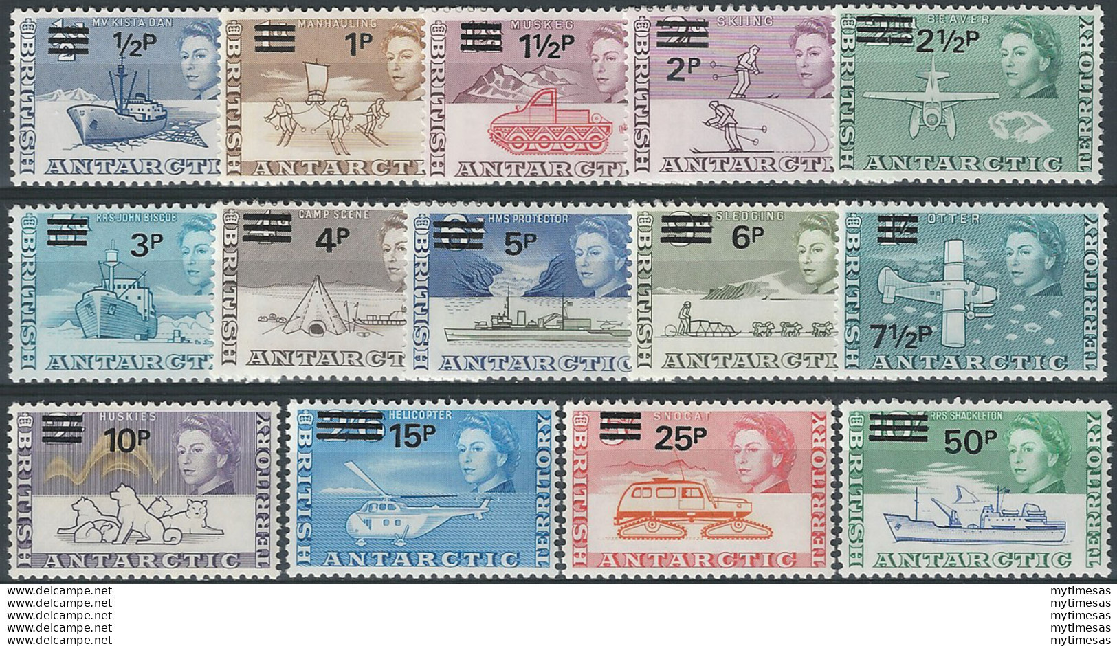1971 British Antarctic New Currency 14v. MNH SG N. 24/37 - Sonstige & Ohne Zuordnung